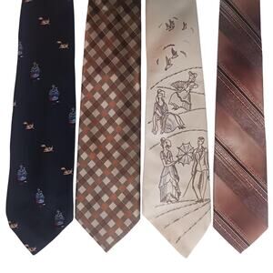 Lot 4 vintage polyester ties neckties 1970s 1990s men